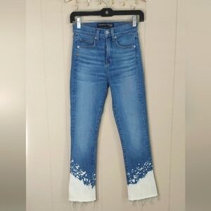 Veronica Beard Carly High Rise Bleach Above Ankle Crop  Splatter Jeans Size 24